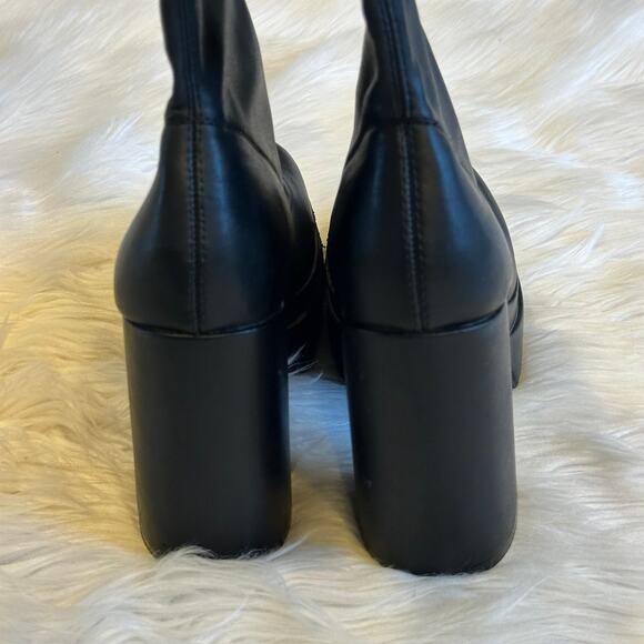 Steve Madden Ella Boots Knee High Platform Faux Leather Block Heeled. Black - Picture 7 of 13